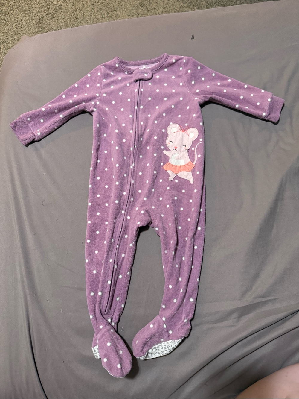 Carter's Purple Polka Dot Mouse Footed One-Piece Pajamas
